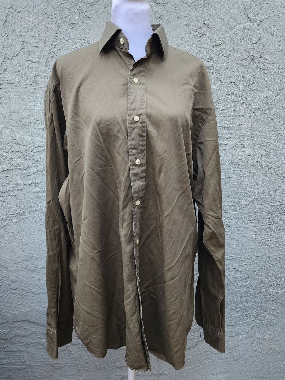Polo Ralph Lauren Men's Olive Green Button Down Shirt Regent Classic Fit 16.5 L